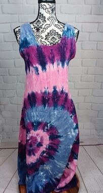 Dharma trading Co women's sleeveless tie dye maxi dress tie back size s/m b11